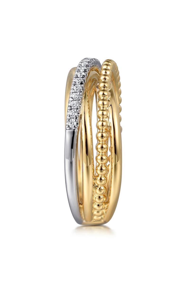 Gabriel & Co. Bujukan Two-Tone 14K Gold & Diamond Crisscross Ring, Alternate, color, Two Tone