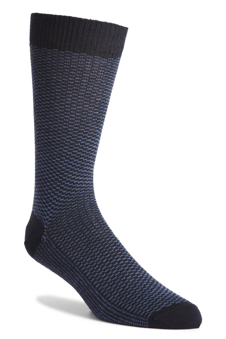 Micropattern Jacquard Wool Blend Dress Socks, Main, color, NAVY