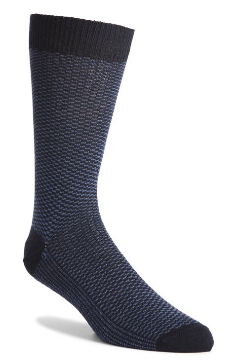 Micropattern Jacquard Wool Blend Dress Socks