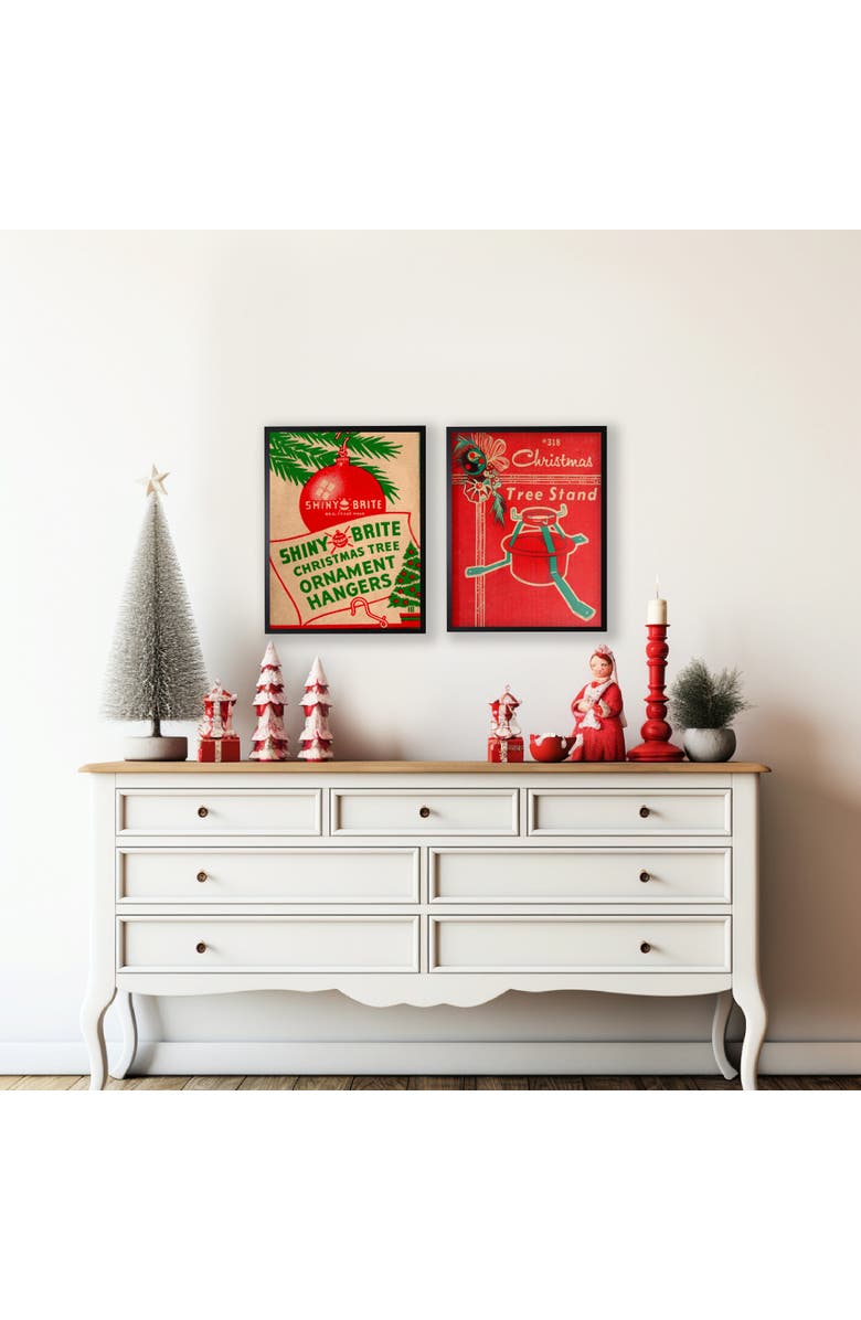 Antique Curiosities Vintage Shiny Brite christmas poster, Alternate, color, Red