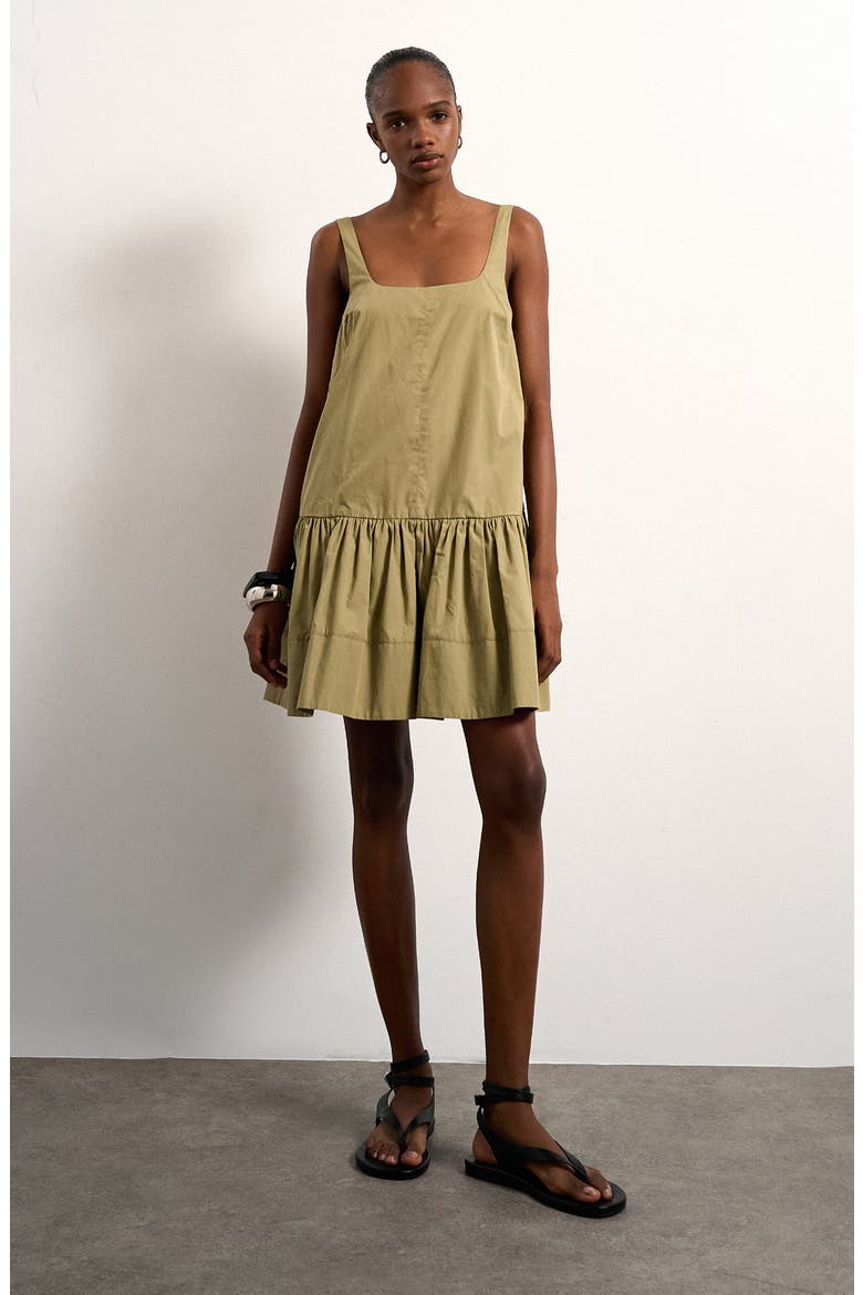 Drop Waist Cotton Poplin Minidress, Main, color, LGREEN