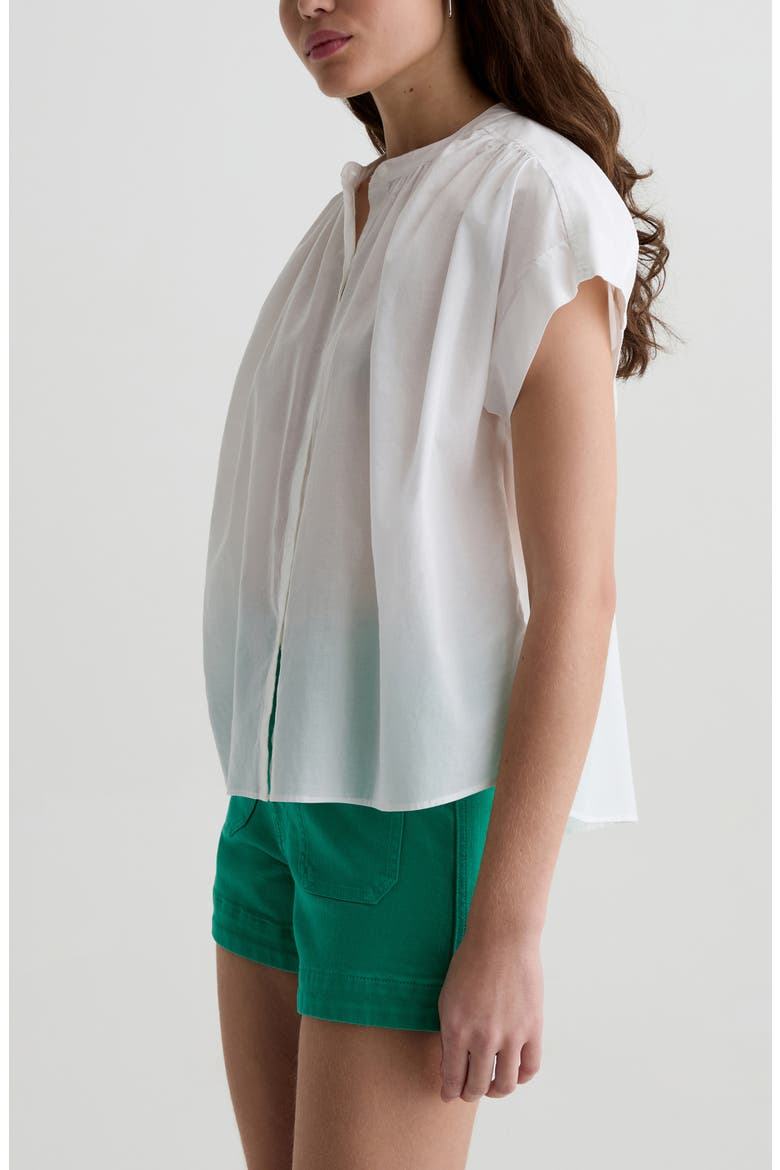 Lotta Shirred Cotton Top, Alternate, color, WHITE