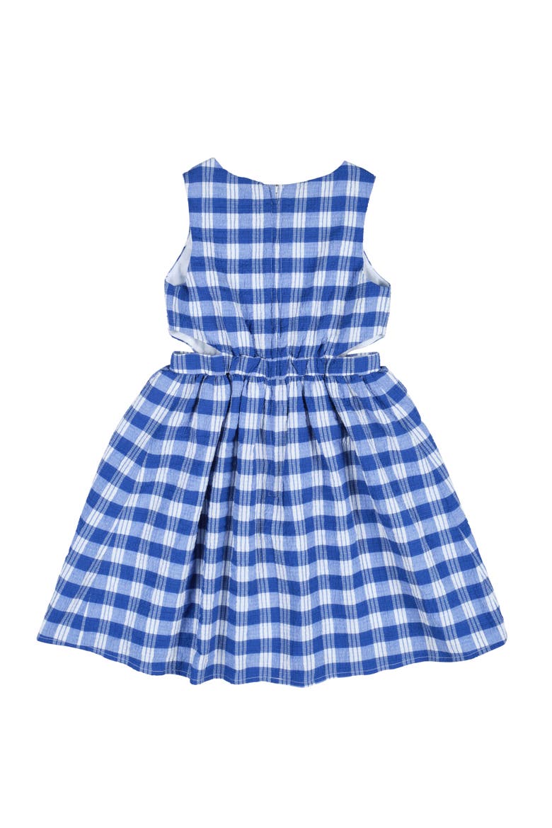 Plaid Seersucker Dress with Side Cut-Out, Alternate, color, Blue / White
