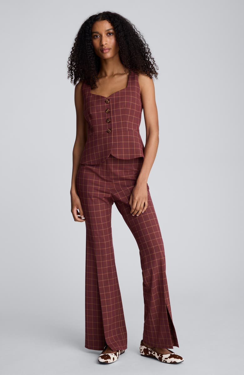 Kenneth Cole Plaid Peplum Vest, Alternate, color, Russet Multi