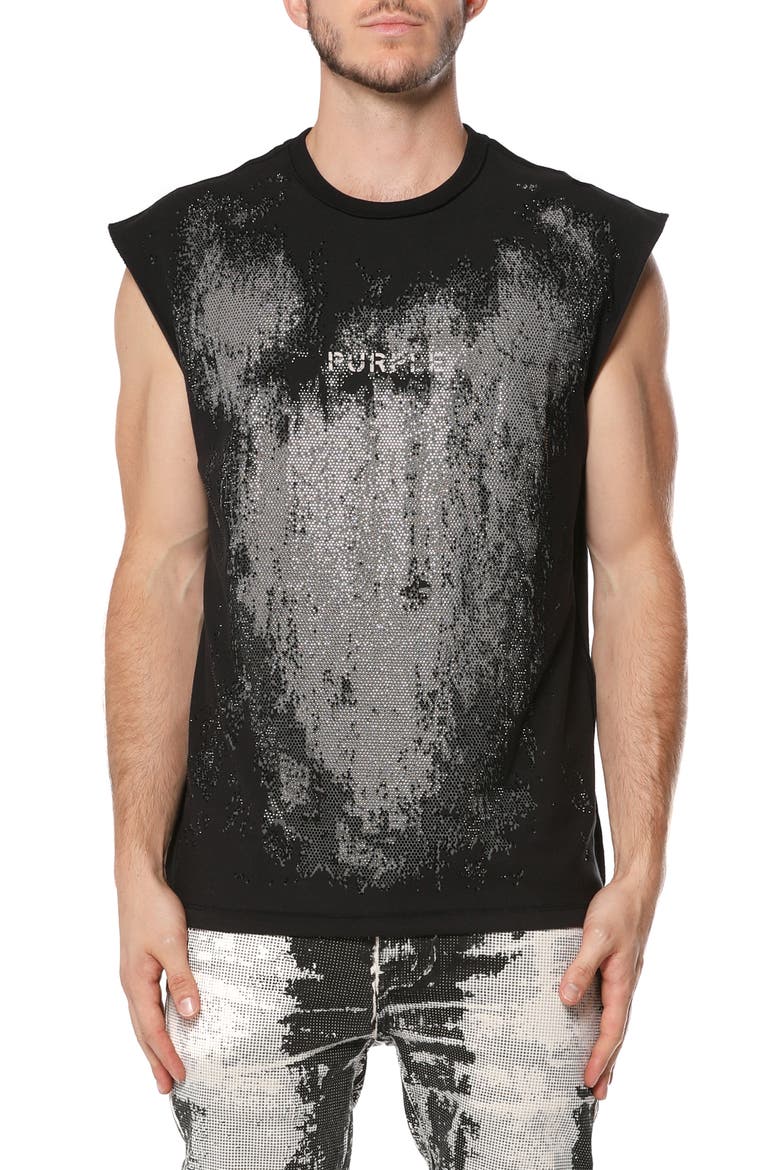 Texture Jersey Sleeveless T-Shirt, Main, color, BLACK