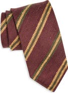 Drake's Stripe Shantung Silk Tie