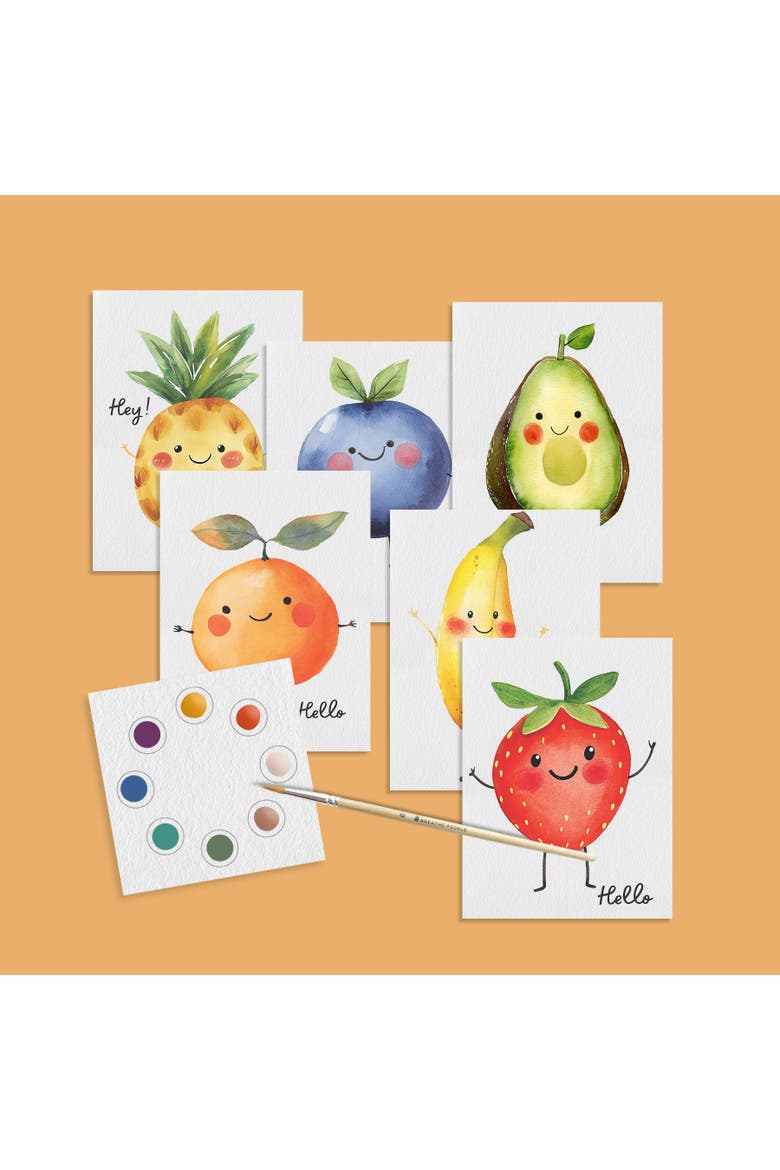Petite Artisan Watercolor Postcards-Happy Fruits, Alternate, color, Happy Fruits