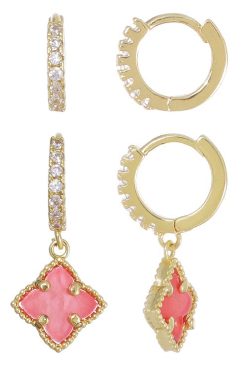 Set of 2 Clover of Hoop Earrings