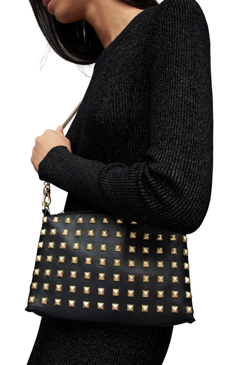 AllSaints Eve Studded Leather Crossbody Bag, Alternate, color,