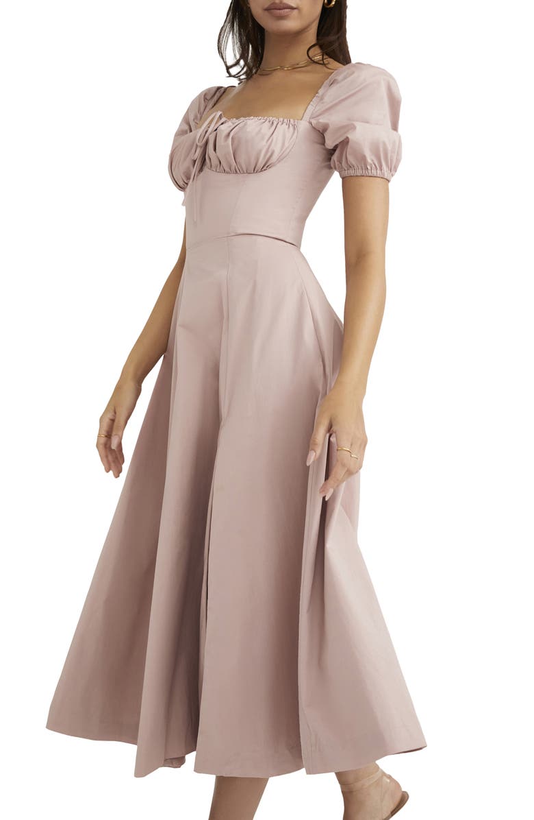 HOUSE OF CB Tallulah Puff Sleeve Midi Dress, Alternate, color, Pink