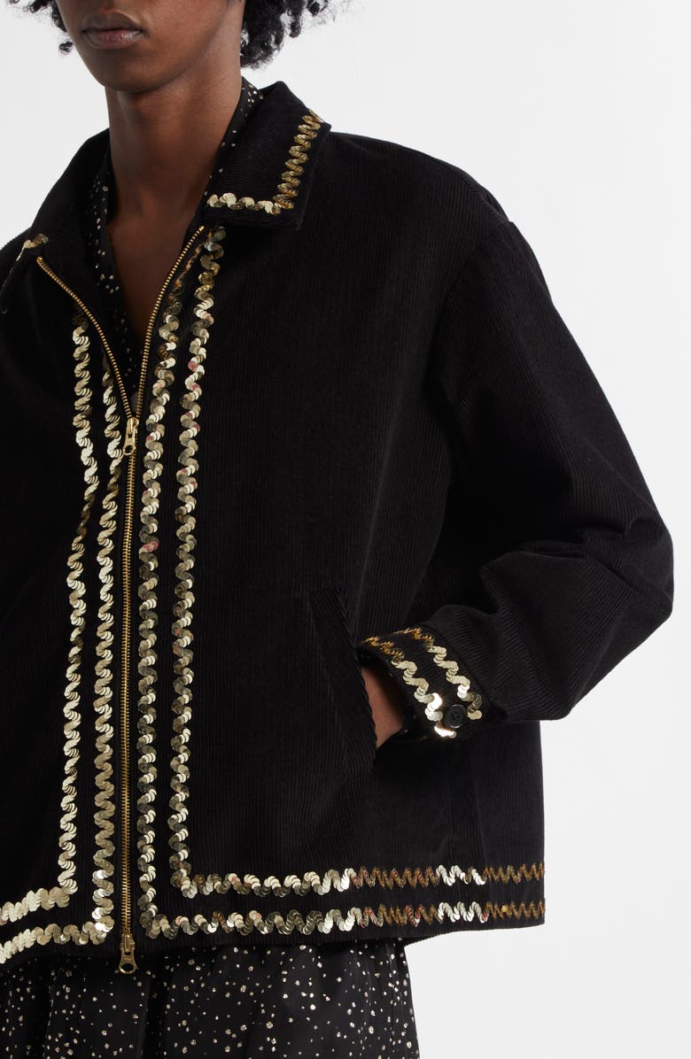 Bode Bandstand Cotton Corduroy Jacket, Alternate, color, Black Multi