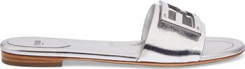 サンダル・ミュール FENDI Silver Leather Baguette Slippers Baguette Leather Silver | Fendi
