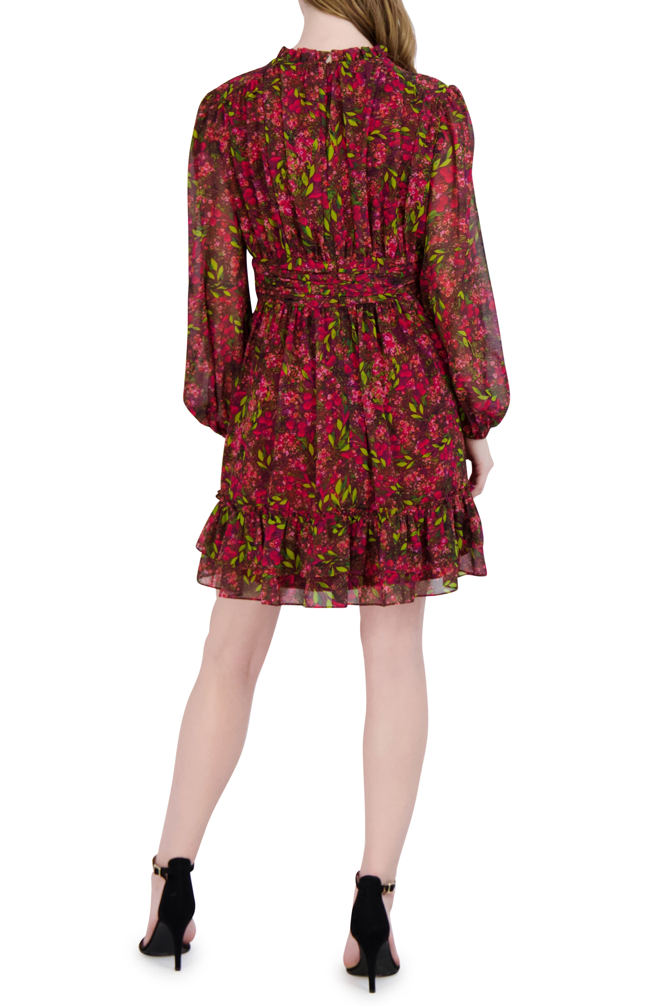 Julia Jordan Floral Print Gathered Long Sleeve Dress (Women ...