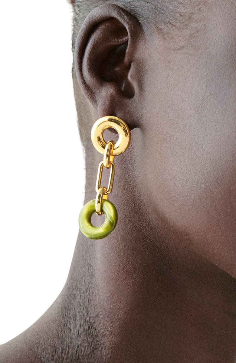 Kate Spade New York interlock linear drop earrings, Alternate, color, Light Green