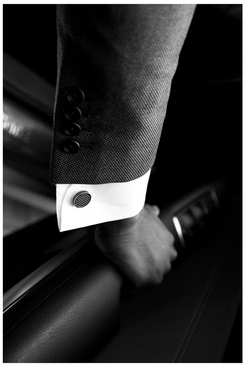 Men's Carbon Tablet Cuff Links, Alternate, color, BLACK