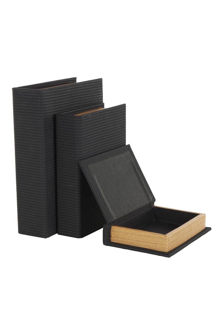 Set of 3 Faux Leather Book Boxes, Alternate, color, NO COLOR