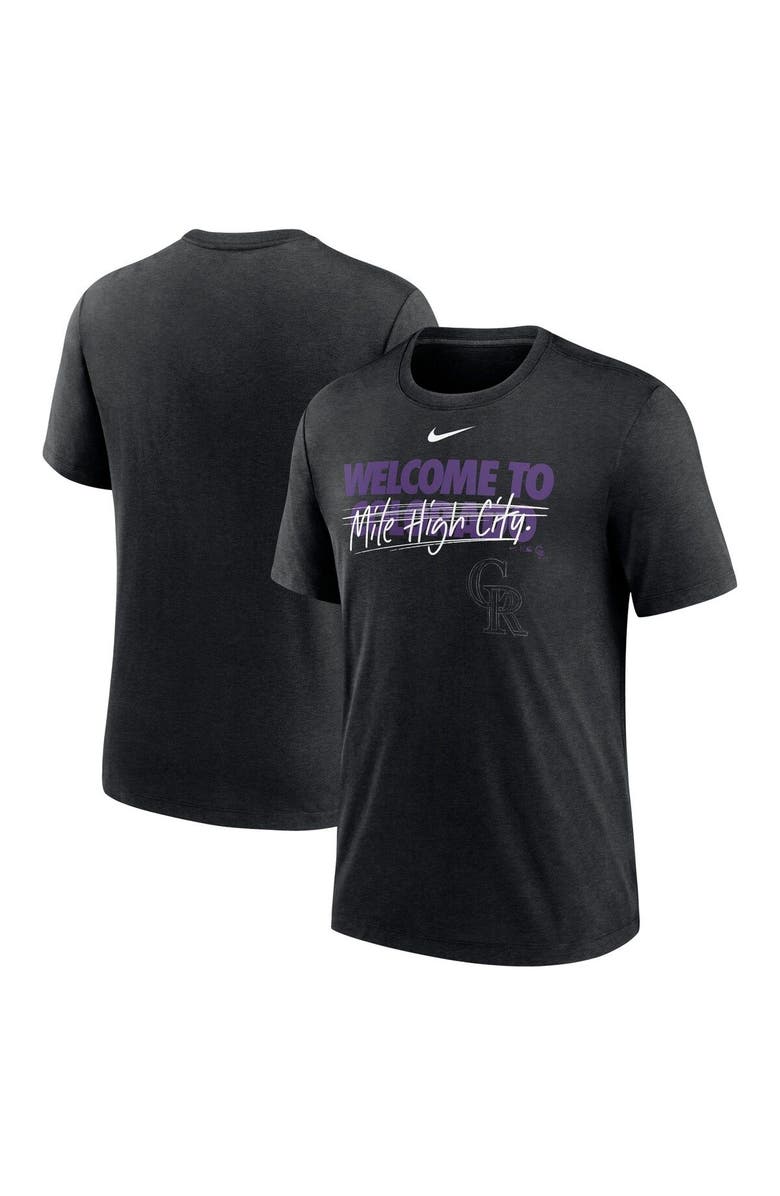Nike Men's Nike Heather Black Colorado Rockies Home Spin Tri-Blend T-Shirt, Main, color, Heather Black