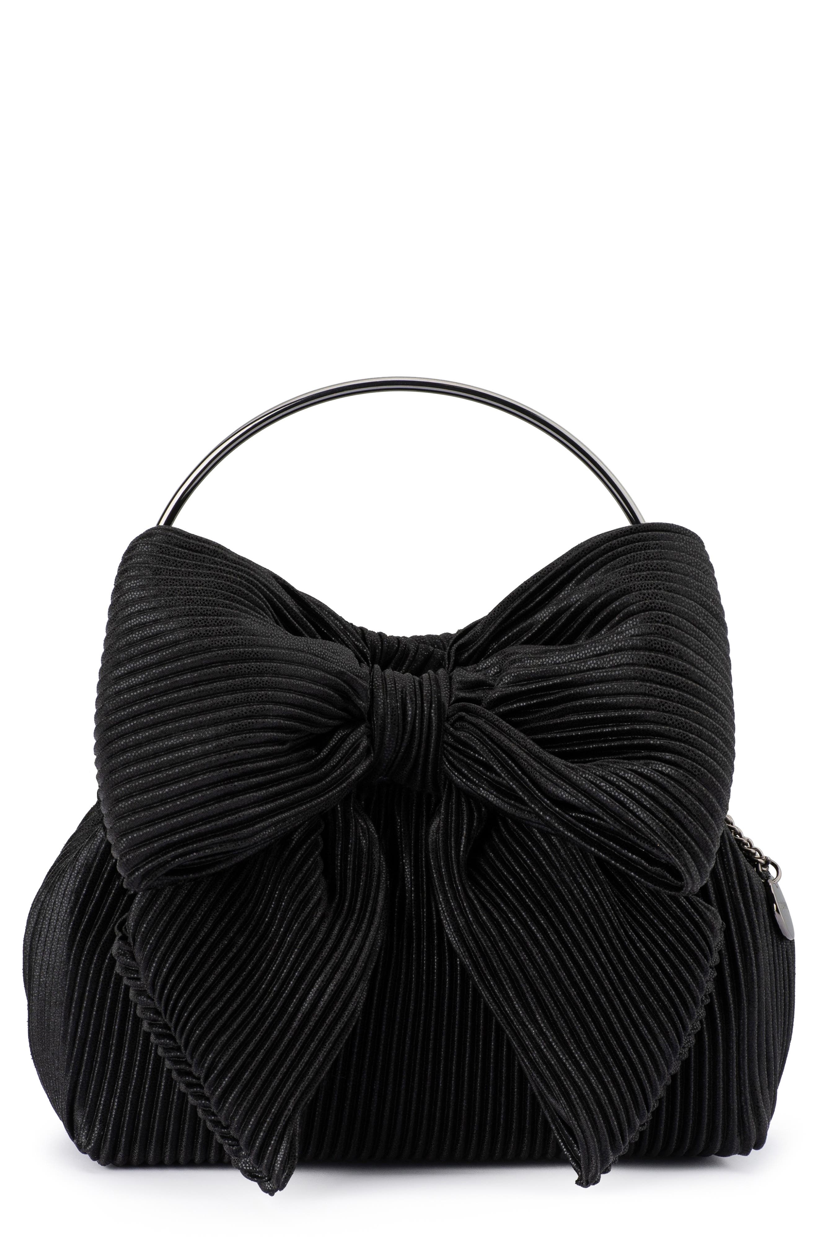Olga Berg Elise Pleated Top Handle Bag, Main, color, Black