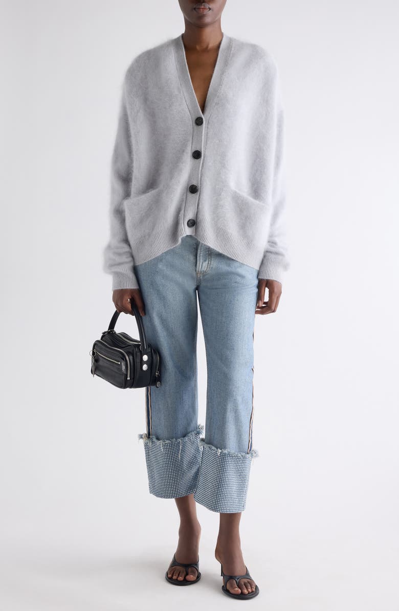 Acne Studios Brushed Cashmere Cardigan, Alternate, color, Light Grey Melange