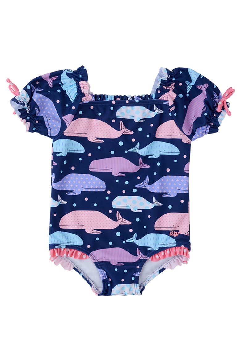 UPF50+ Puff Sleeve One Piece Swimsuit, Main, color, Whale Harbor