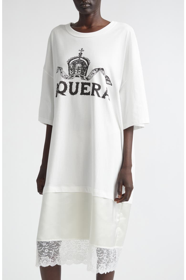 Mixed Media Graphic T-Shirt Dress, Alternate, color, WHITE