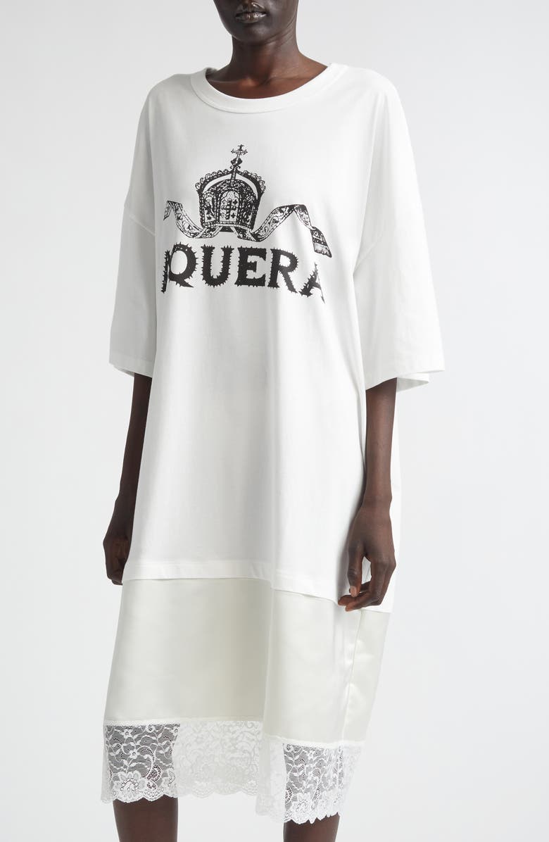 Vaquera Mixed Media Graphic T-Shirt Dress, Alternate, color, White