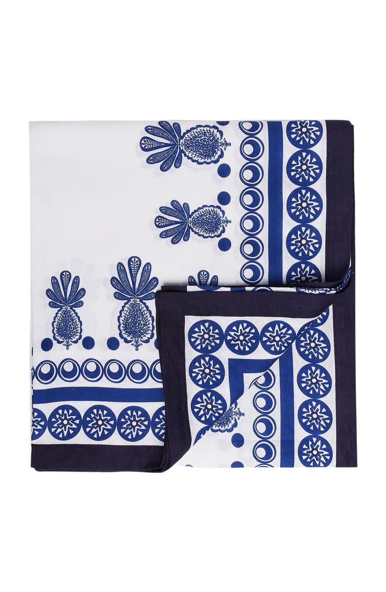 La DoubleJ Medium Tablecloth (180X280) Big Pineapple Blue, Main, color, Big Pineapple Blue