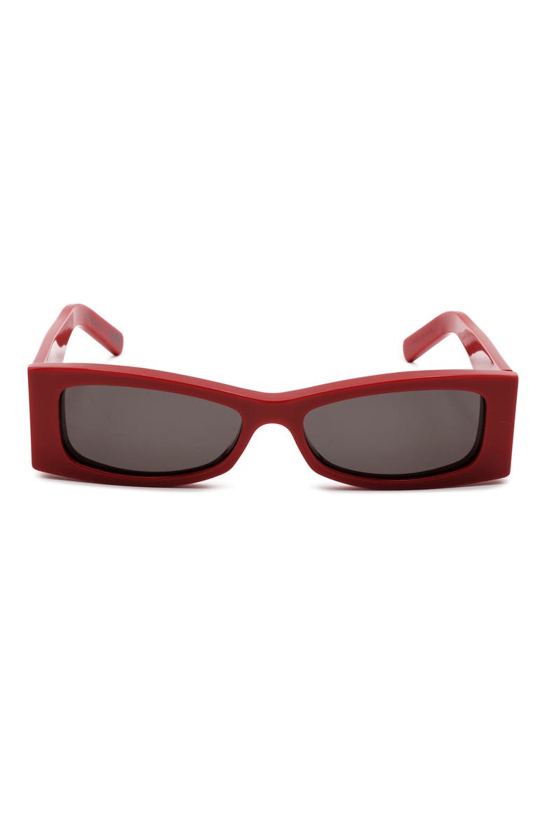 56mm Square Sunglasses, Main, color, RED / DARK GREY