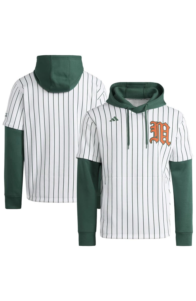 adidas Men's adidas White/Green Miami Hurricanes Baseball Hoodie, Main, color, White