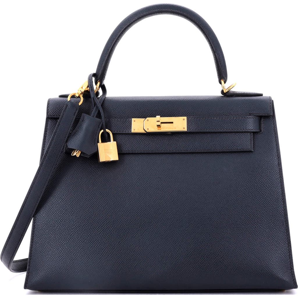 Pre-owned Hermes Hermes Kelly Handbag Black Epsom With Gold Hardware 28 In Black