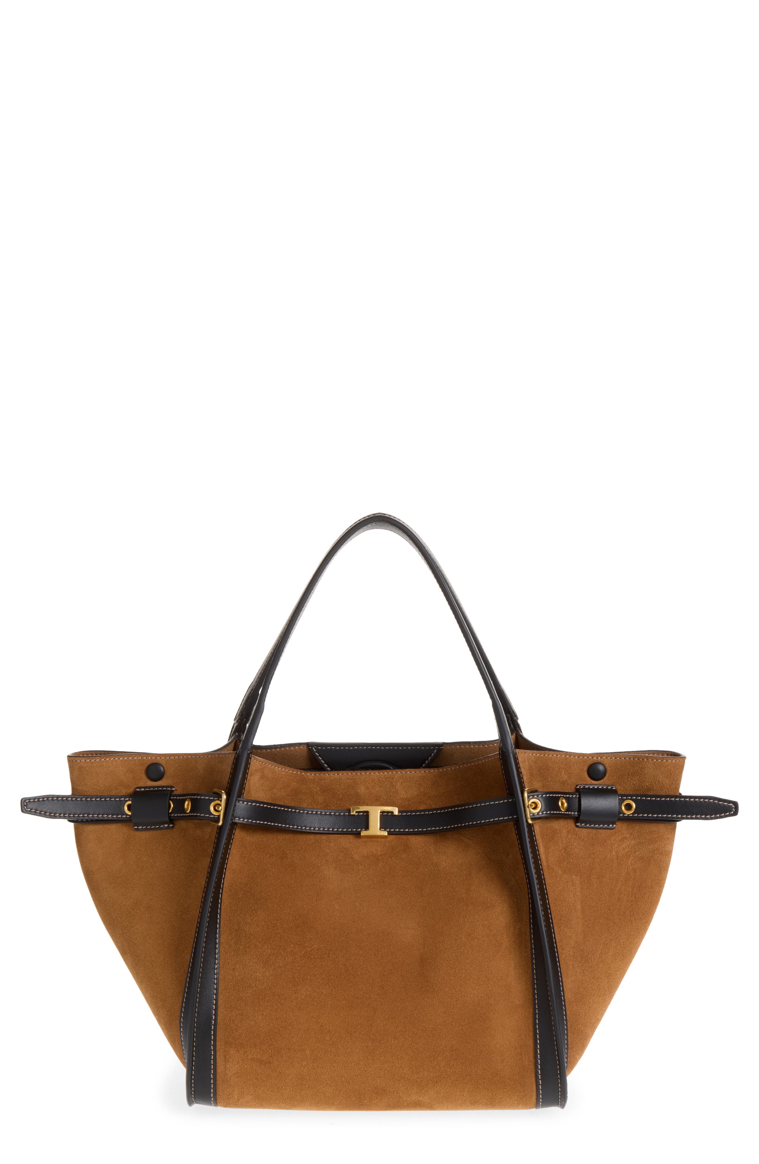 Tim Shopping Piccola Leather Tote, Main, color, TERRA/ NERO
