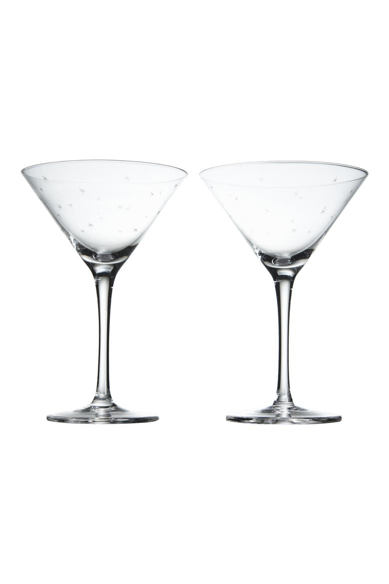 Set of 2 Crystal Martini Glasses, Main, color, STARS