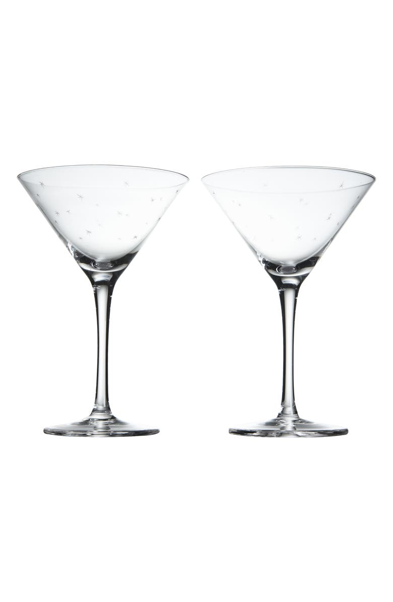 The Vintage List Set of 2 Crystal Martini Glasses, Main, color, Stars
