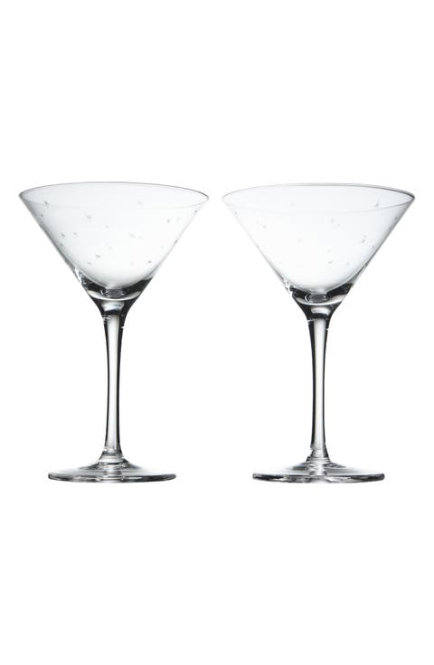 Set of 2 Crystal Martini Glasses