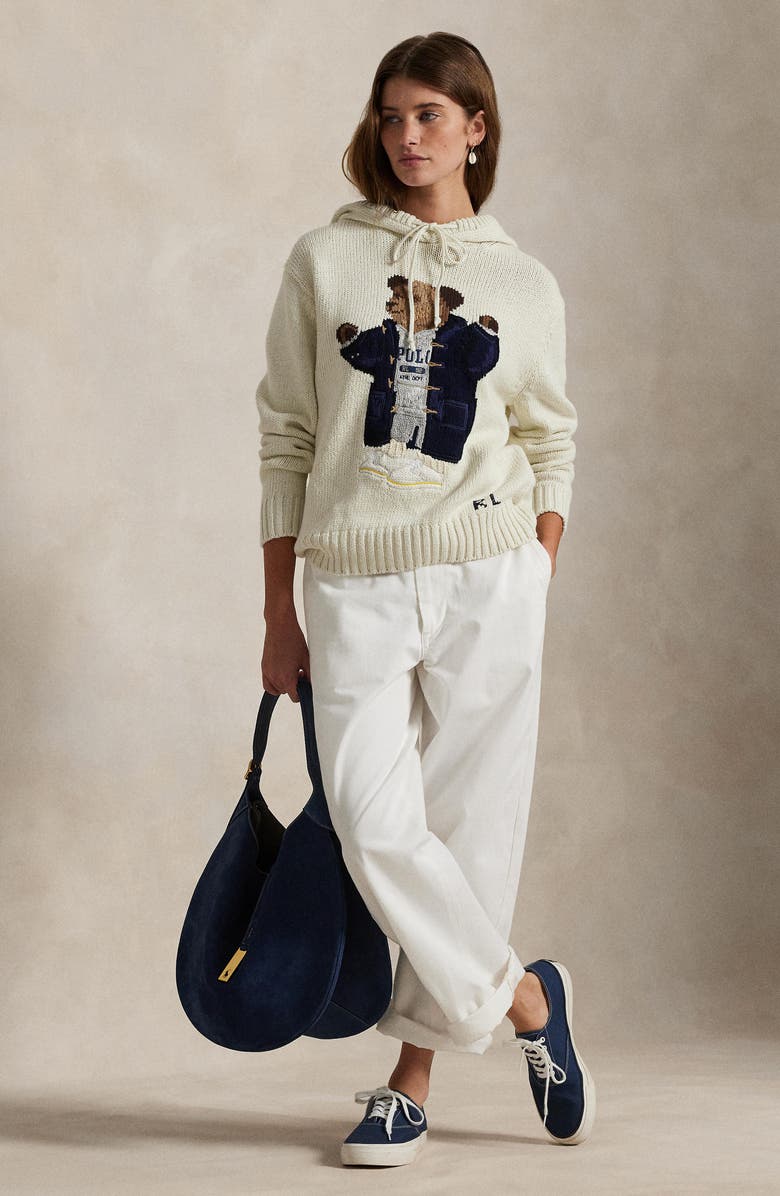 Polo Ralph Lauren Polo Bear Hooded Cotton & Linen Sweater, Alternate, color,