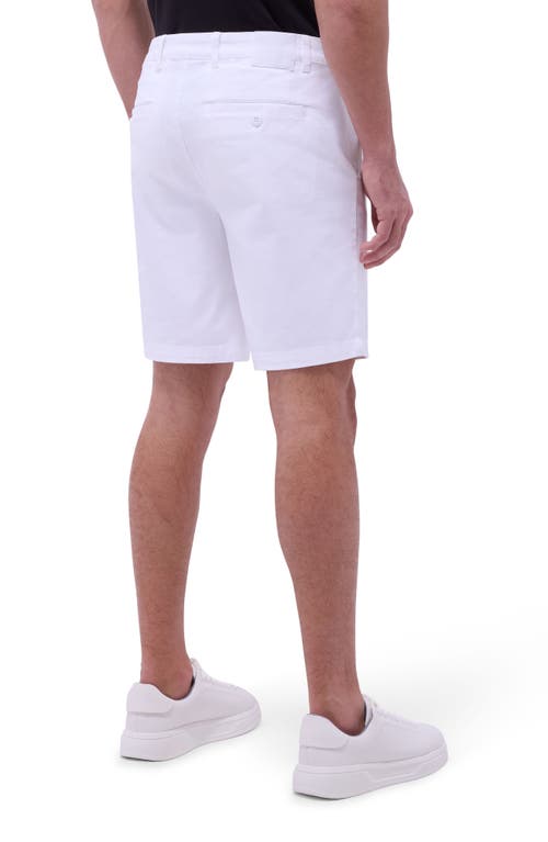 Bugatchi Presley Flat Front Stretch Cotton & Lyocell Chino Shorts In White