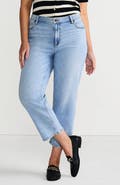 Lands' End Plus Size Soft Denim Mid Rise Relaxed Straight Crop Jeans