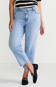 Lands' End Plus Size Soft Denim Mid Rise Relaxed Straight Crop Jeans