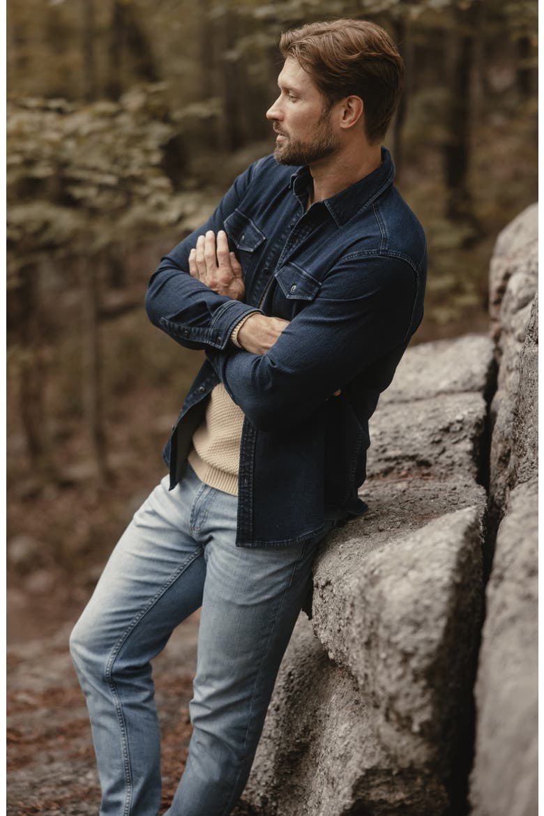 Big Jake Cotton Blend Button-Up Shirt Jacket, Alternate, color, DARK INDIGO