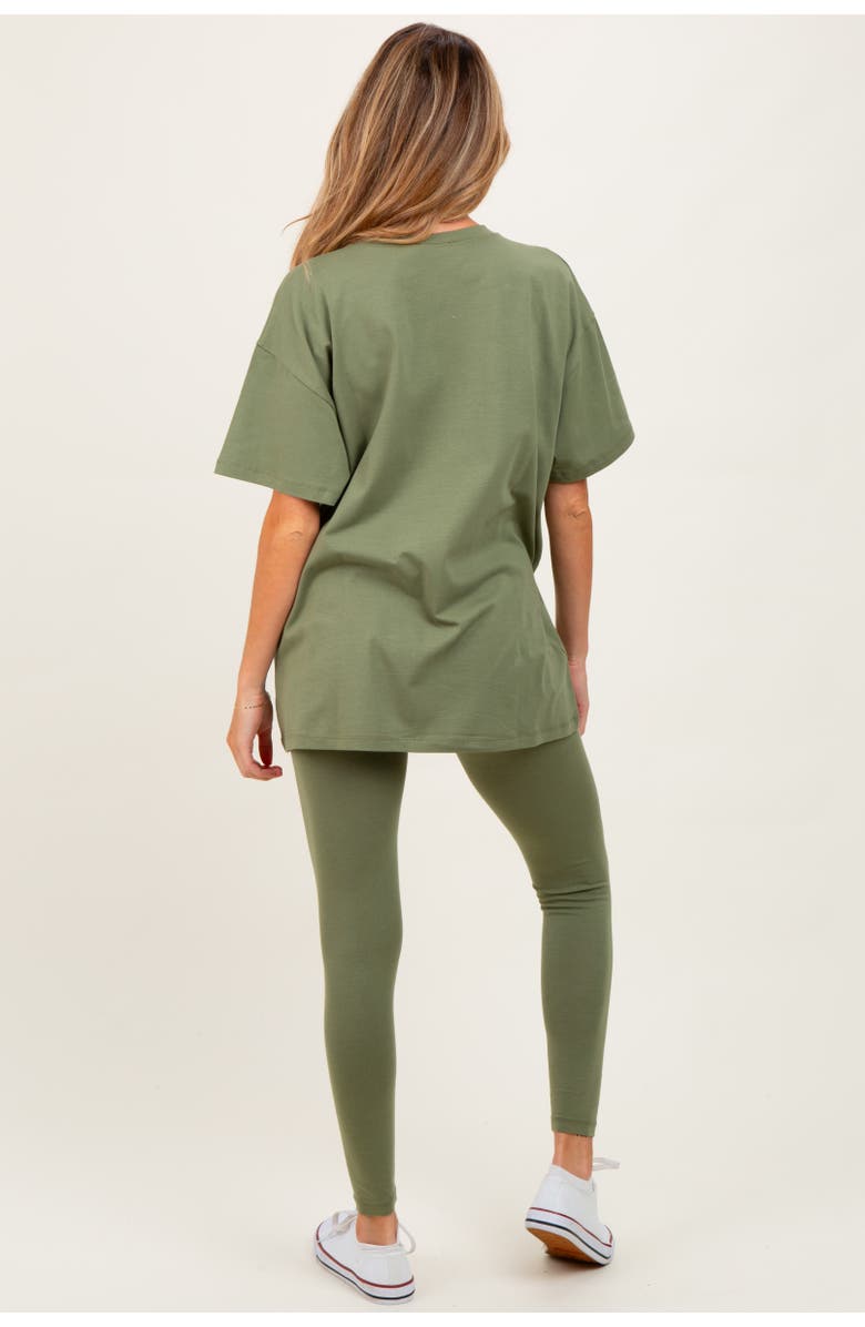 PinkBlush Oversized Crewneck Short Sleeve and Legging Set, Alternate, color, Olive Green