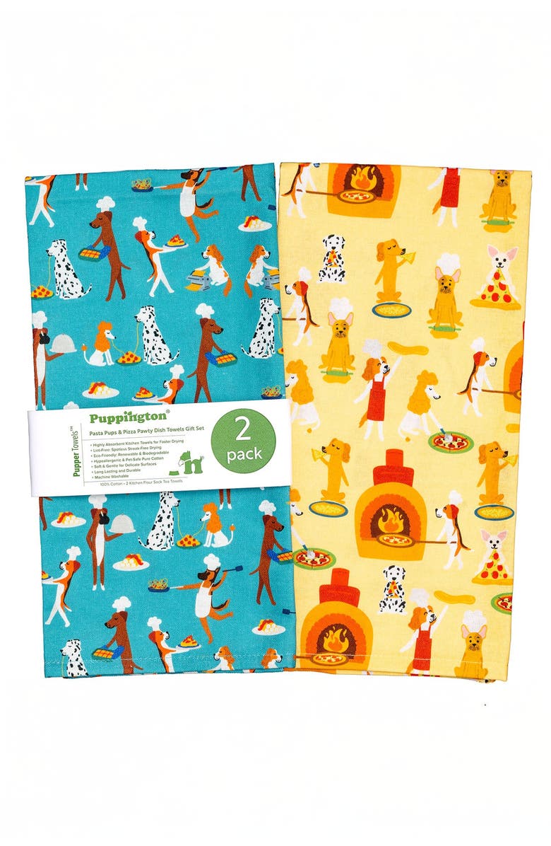 Puppington Dog Kitchen Towels - Pasta Pups & Pizza Pawty, Main, color, Pasta Pups And Pizza Pawty