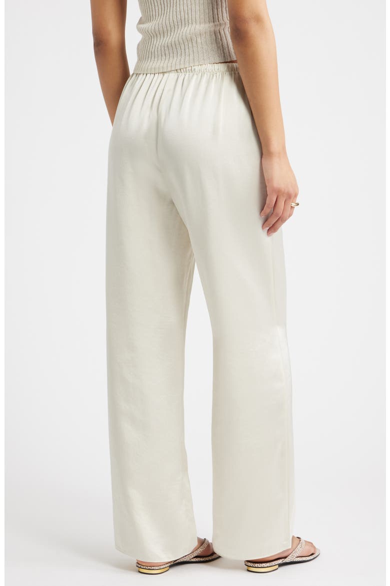 Drawstring Waist Satin Pants, Alternate, color, IVORY DOVE