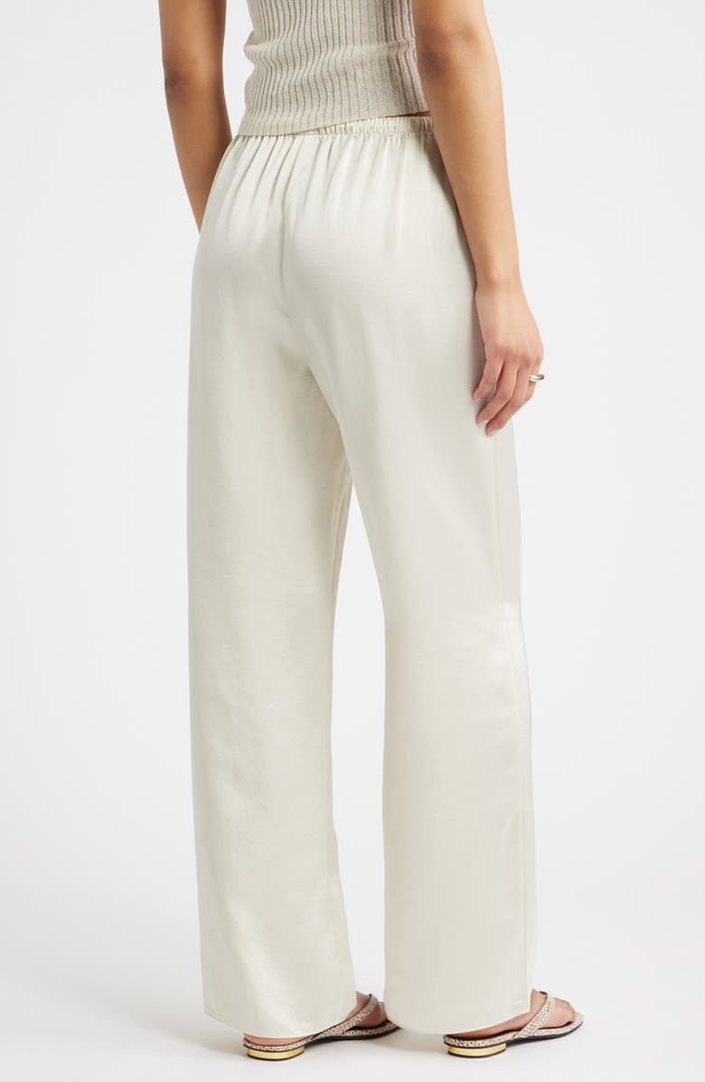 Open Edit Drawstring Waist Satin Pants, Alternate, color, Ivory Dove