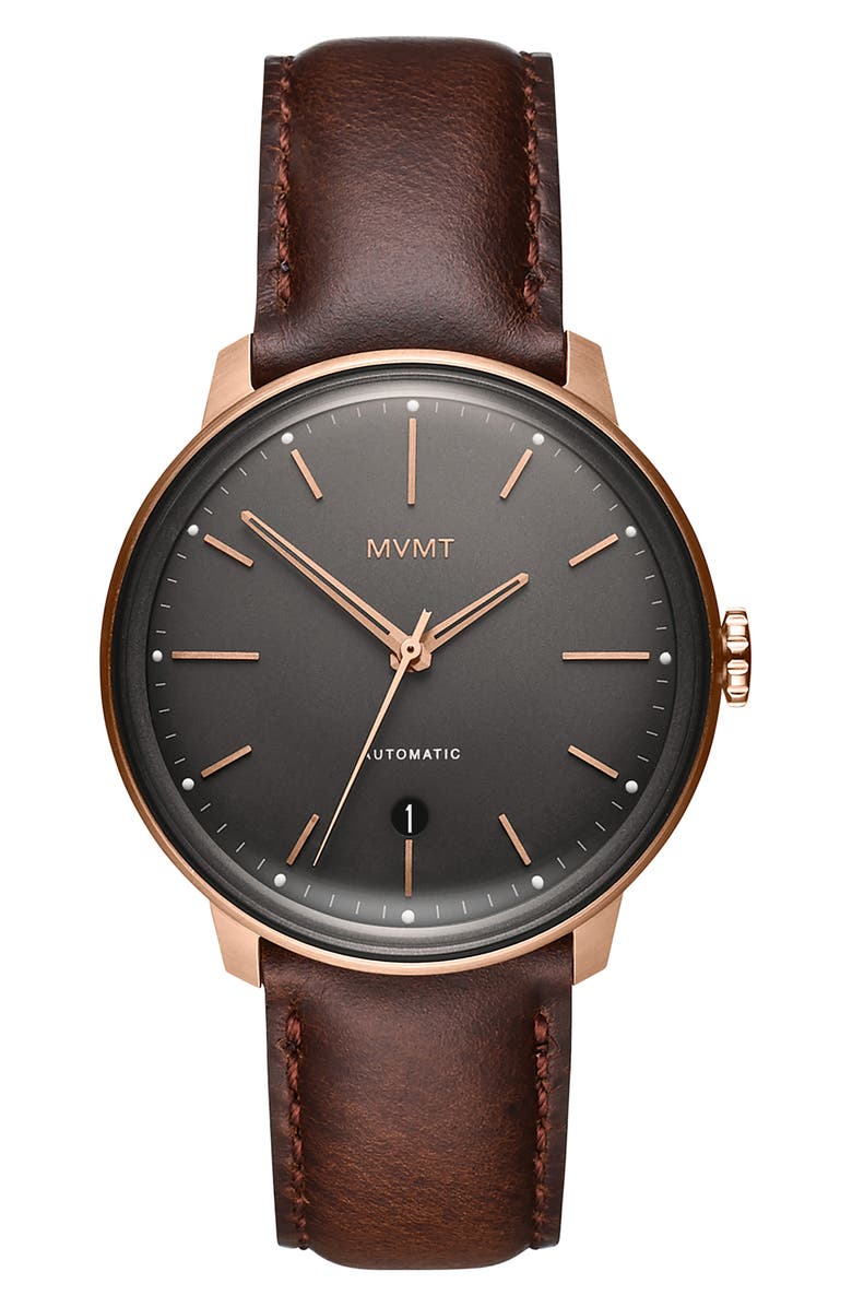MVMT WATCHES MVMT Automatic Leather Strap Watch, Main, color,