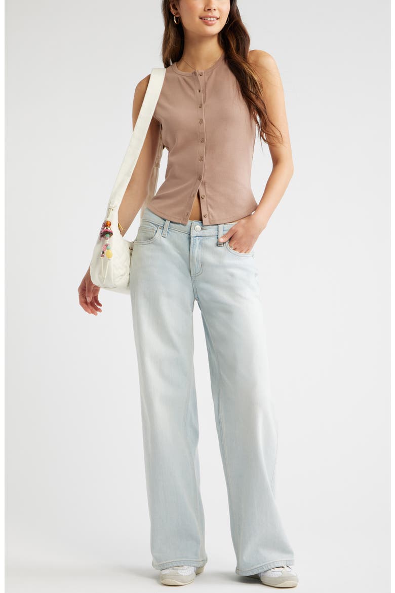 Cotton Blend Button-Up Tank, Alternate, color, BROWN FRESCO