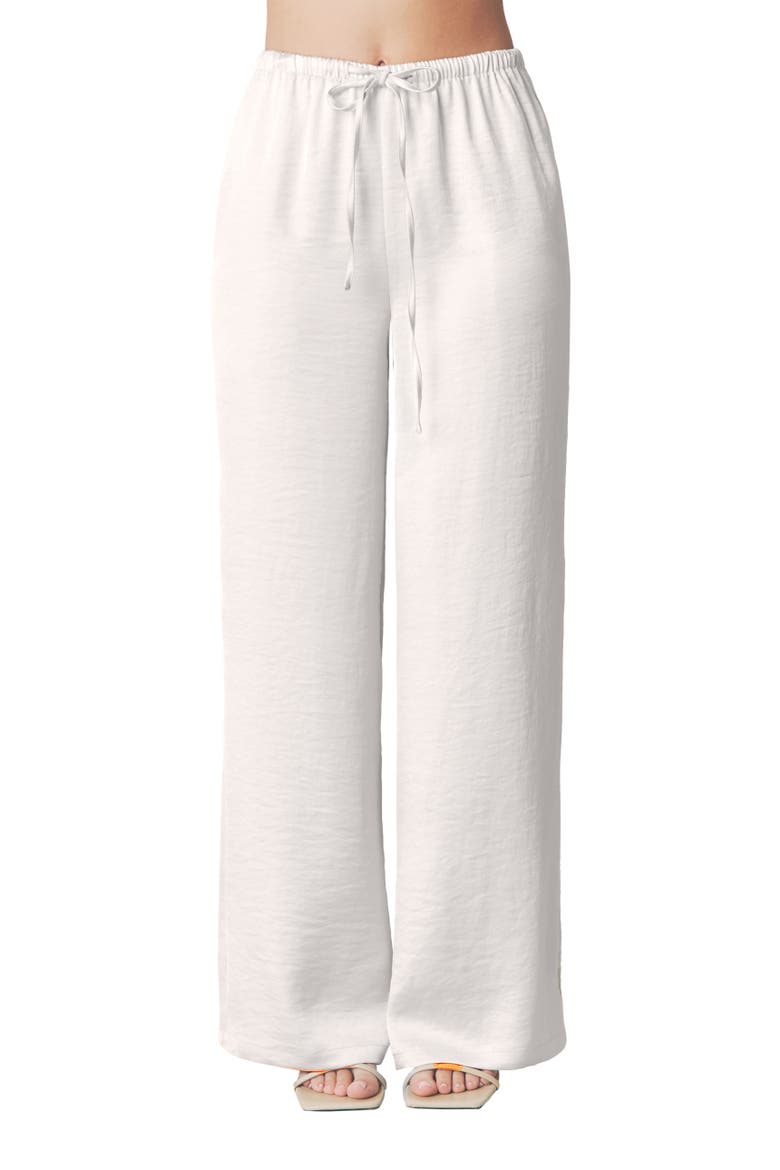 Cleo Tie Waist Satin Pants, Alternate, color, Oyster