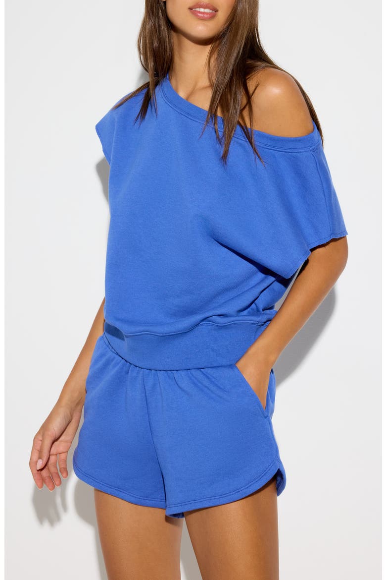 La Vida Off the Shoulder Sweatshirt, Alternate, color, ULTRA MARINE