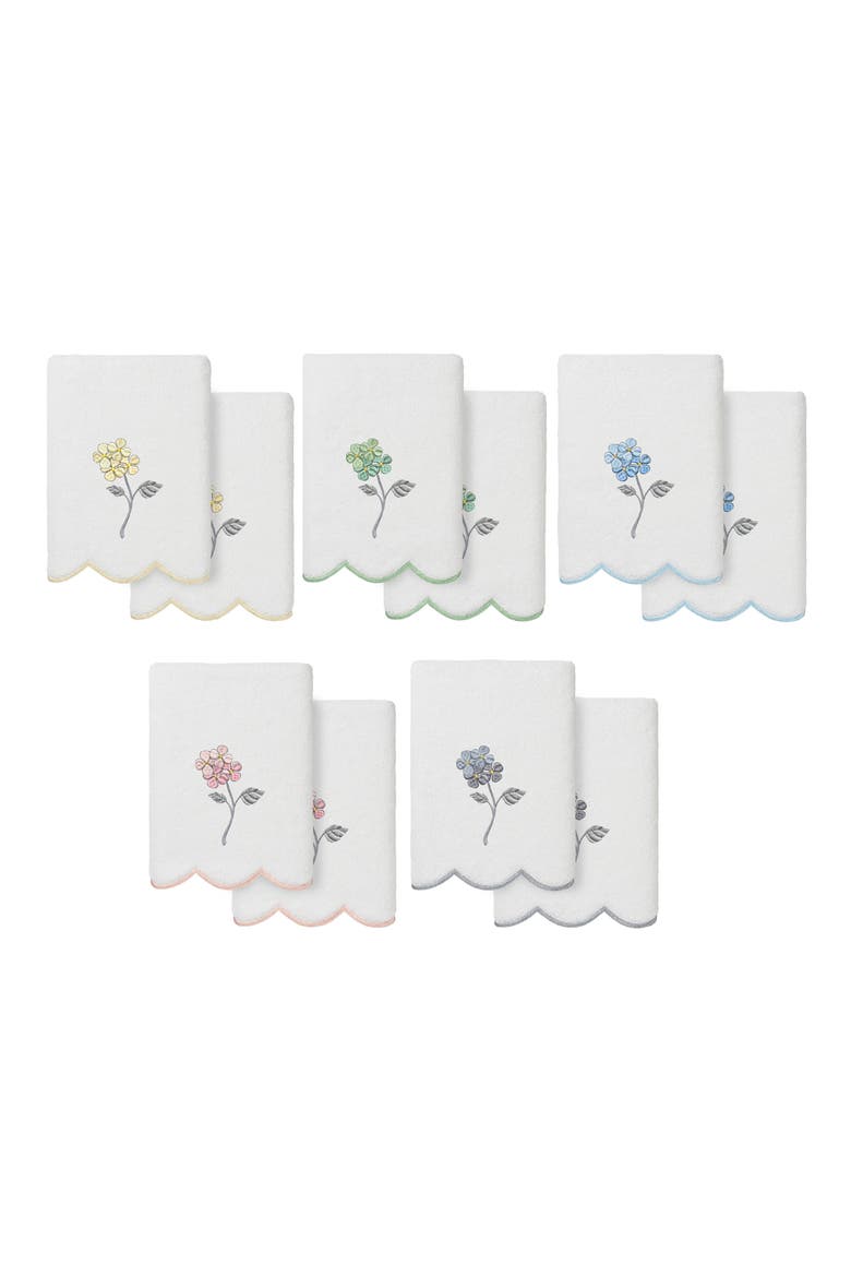 2-Piece Hydea Embroidered Turkish Cotton Hand Towel Set, Alternate, color, WHITE/ GRAY