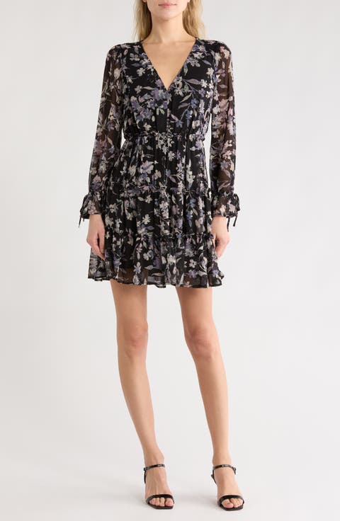 Flora Long Sleeve Tiered Fit & Flare Dress