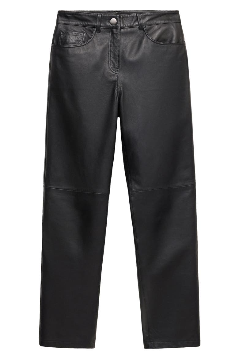 Straight Leg Leather Pants, Main, color, BLACK